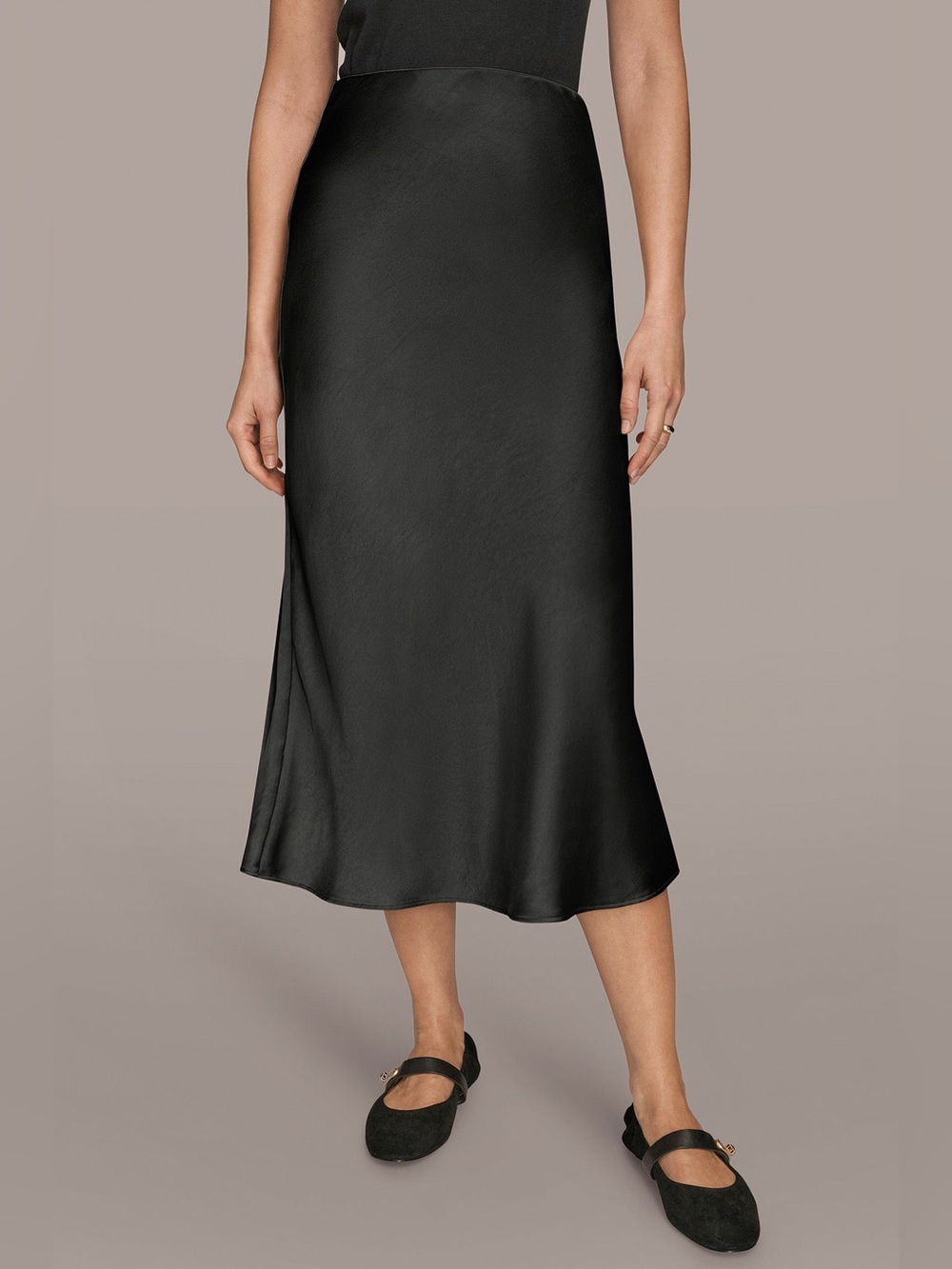 NWT Black Satin Maxi Slip Skirt